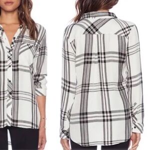 Rails/ White and Black Plaid Button Down Hunter Shirt/ Size XS